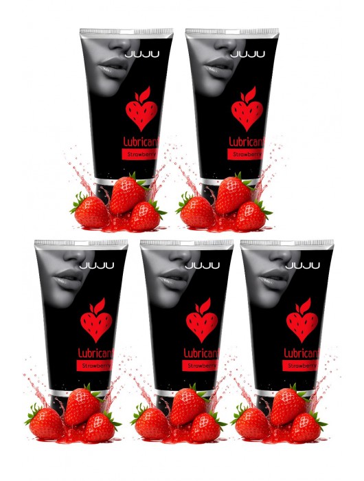 Набор из 5 съедобных лубрикантов JUJU со вкусом клубники - JuJu - купить с доставкой в Новокуйбышевске