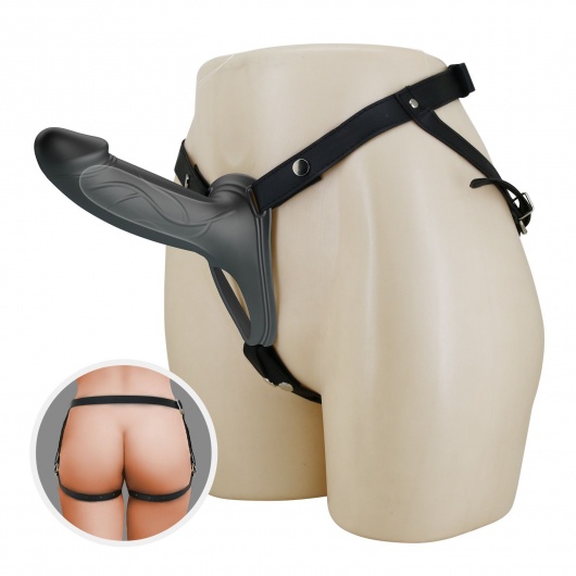 Черный полый мужской страпон London - 16,8 см. - Baile - купить с доставкой в Новокуйбышевске