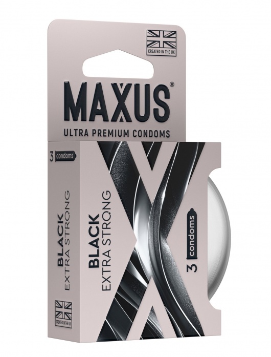 Черные утолщенные презервативы MAXUS Extra Strong с железным кейсом - 3 шт. - Maxus - купить с доставкой в Новокуйбышевске