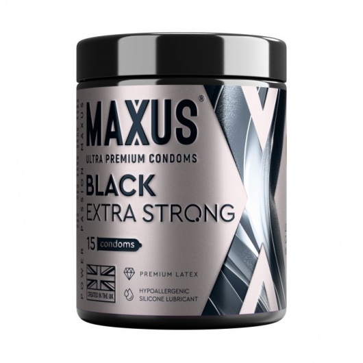Черные утолщенные презервативы MAXUS Extra Strong с железным кейсом - 15 шт. - Maxus - купить с доставкой в Новокуйбышевске