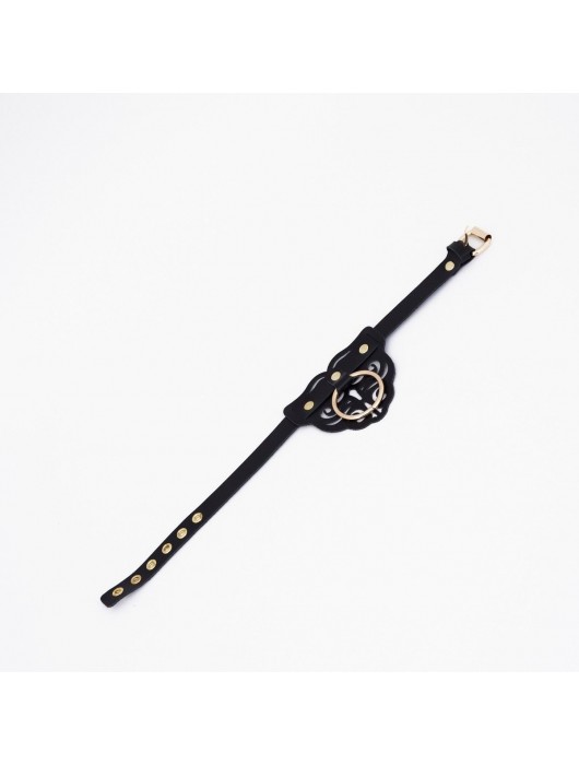 Черный чокер с клепками и золотистой фурнитурой - Crazy Handmade - купить с доставкой в Новокуйбышевске