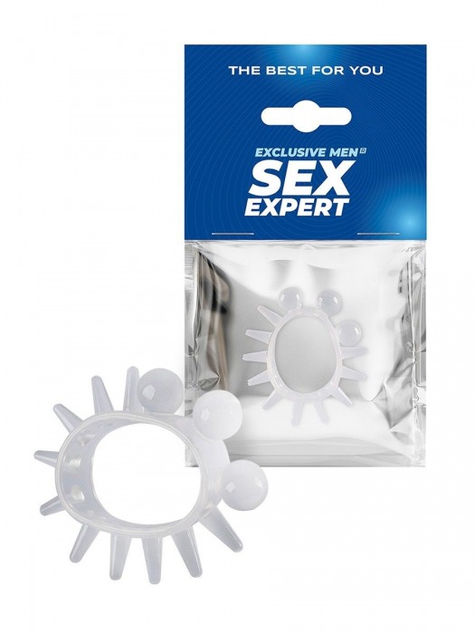 Эластичное эрекционное кольцо с шариками и лучами - Sex Expert - в Новокуйбышевске купить с доставкой