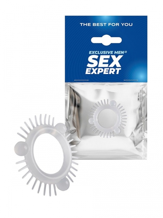 Эластичное эрекционное кольцо с 3 шариками и шипами - Sex Expert - в Новокуйбышевске купить с доставкой