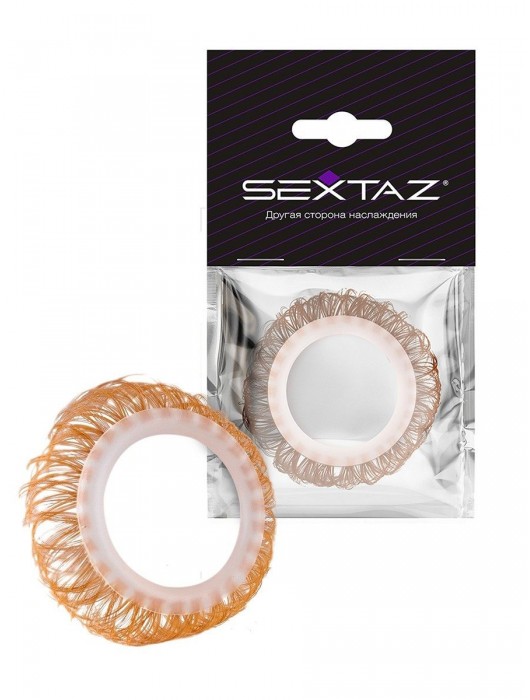 Эрекционное кольцо с бежевыми «ресничками» - Sextaz - в Новокуйбышевске купить с доставкой