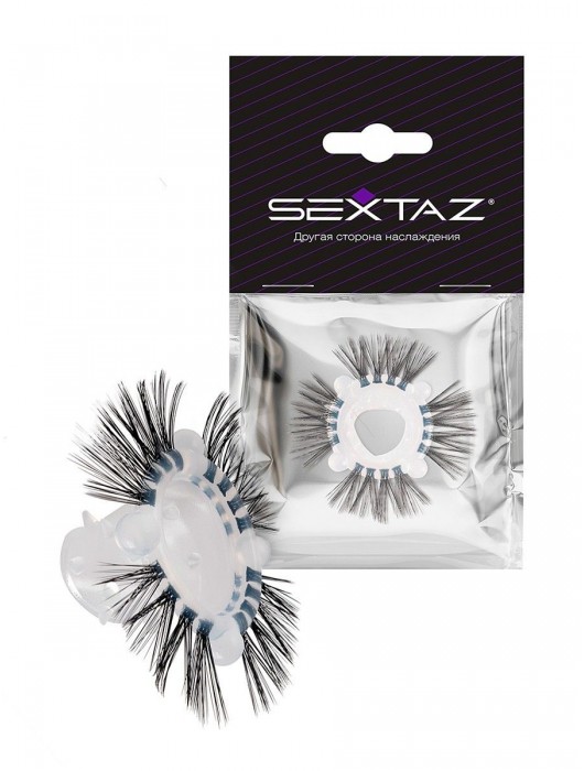Эластичное эрекционное кольцо с черными «ресничками» - Sextaz - в Новокуйбышевске купить с доставкой