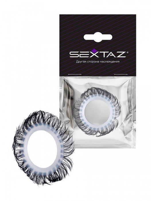 Эластичное эрекционное колечко с черными «ресничками» - Sextaz - в Новокуйбышевске купить с доставкой