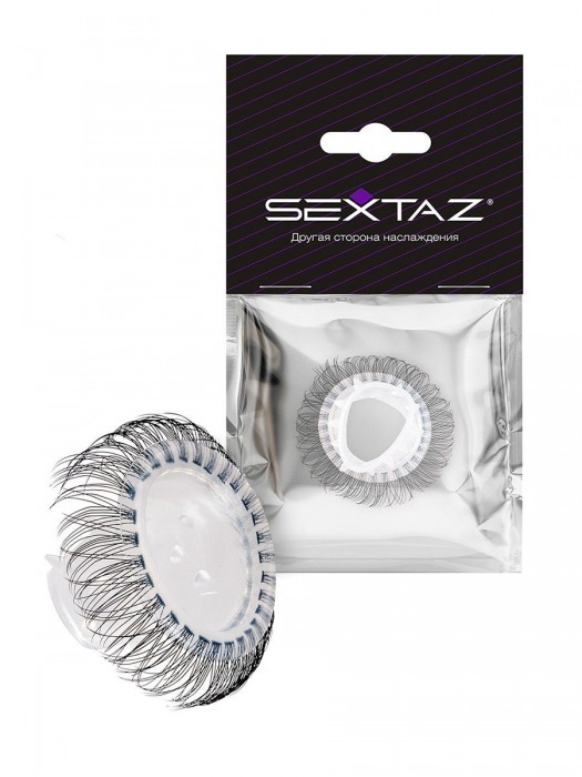 Эластичное эрекционное кольцо с длинными черными «ресничками» - Sextaz - в Новокуйбышевске купить с доставкой