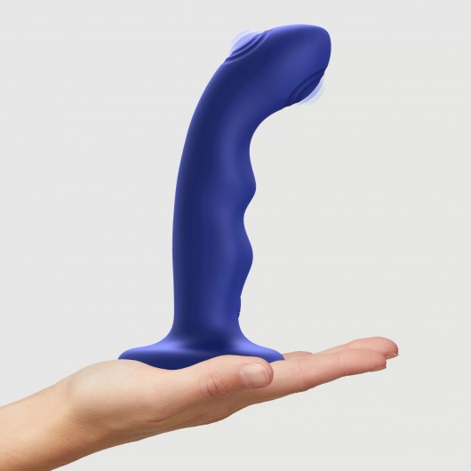 Синяя насадка-стимулятор Strap-On-Me Tapping Dildo Wave - Strap-on-me - купить с доставкой в Новокуйбышевске