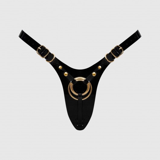 Черный пояс для фиксации насадок Strap-On-Me Leatherette Harness Fabulous - Strap-on-me - купить с доставкой в Новокуйбышевске