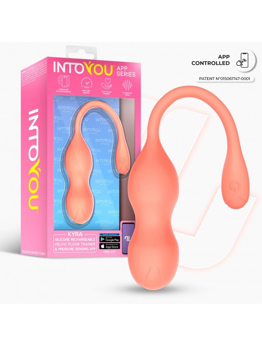 Оранжевые интерактивные вагинальные виброшарики Kyra - Intoyou