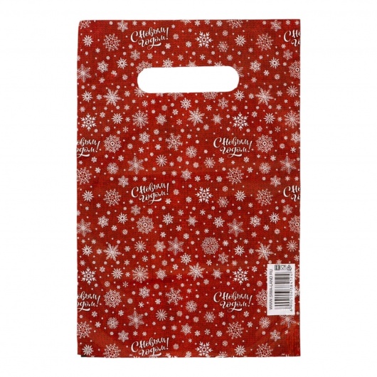 Красный подарочный новогодний пакет с вырубной ручкой (20х30 см) - Сима-Ленд - купить с доставкой в Новокуйбышевске