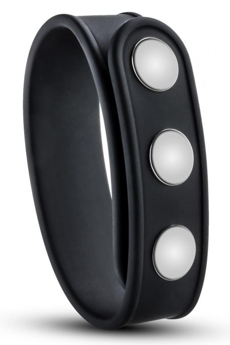 Черное эрекционное кольцо на кнопках - Blush Novelties - в Новокуйбышевске купить с доставкой