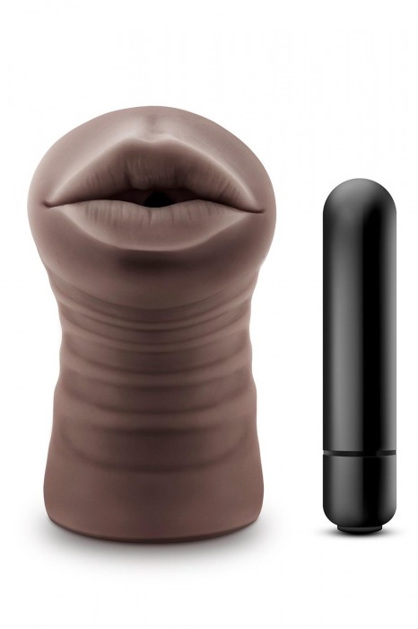 Коричневый мастурбатор-ротик Krystal Vibrating Masturbator - Blush Novelties - в Новокуйбышевске купить с доставкой