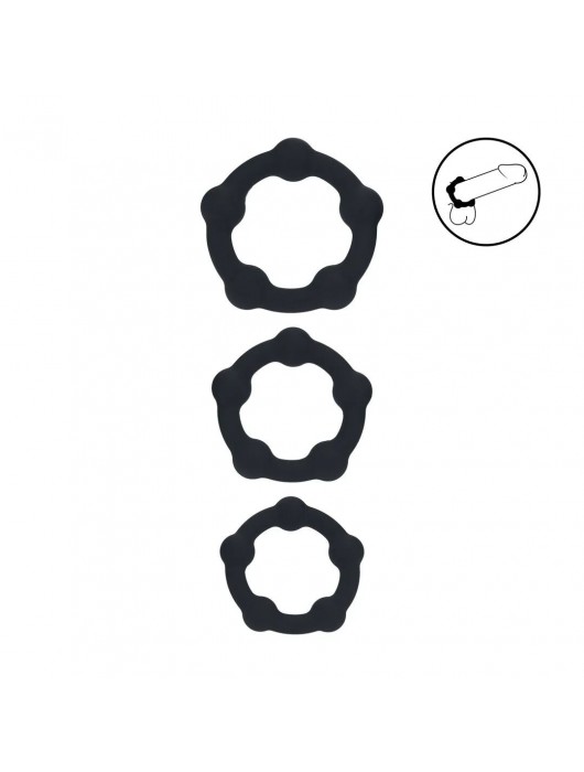 Набор из 3 эрекционных колец Beaded Silicone Cockring Set - Shots Media BV - в Новокуйбышевске купить с доставкой