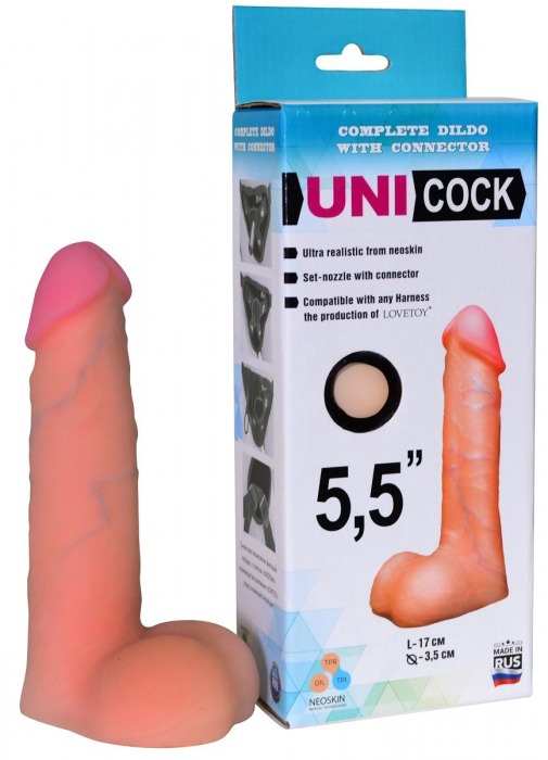 Фаллическая насадка Харнесс UNICOCK 5,5  - 17 см. - LOVETOY (А-Полимер) - купить с доставкой в Новокуйбышевске