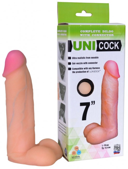 Фаллическая насадка Харнесс UNICOCK 7  - 19 см. - LOVETOY (А-Полимер) - купить с доставкой в Новокуйбышевске