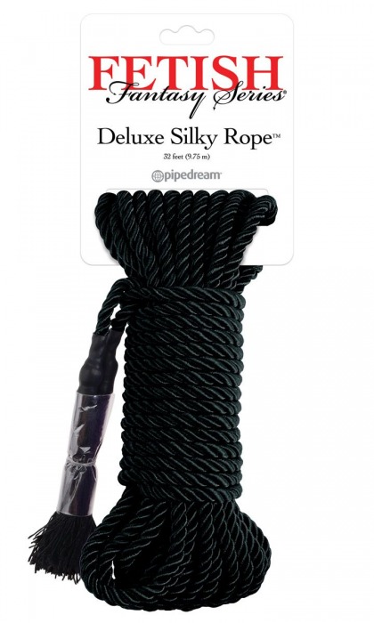 Черная веревка для фиксации Deluxe Silky Rope - 9,75 м. - Pipedream - купить с доставкой в Новокуйбышевске