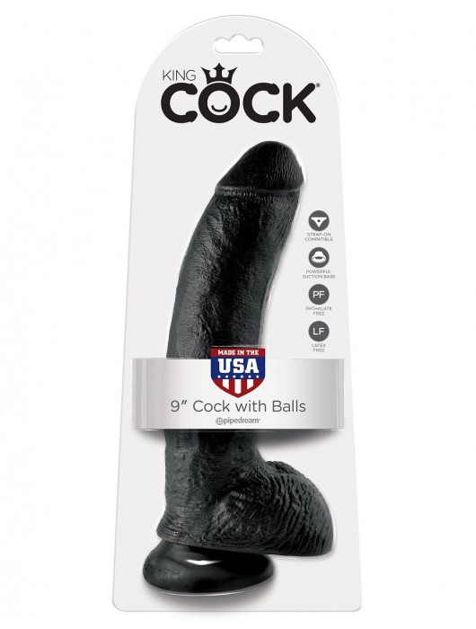Чёрный фаллоимитатор 9 King Cock with Balls - 22,9 см. - Pipedream