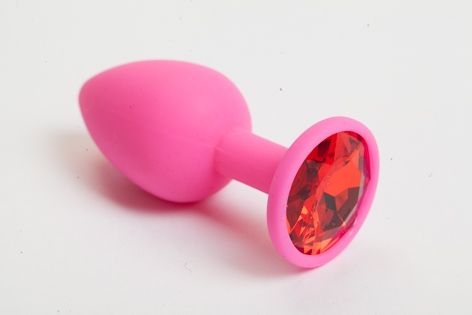 Розовая анальная пробка с красным кристаллом - 9,5 см. - 4sexdreaM - купить с доставкой в Новокуйбышевске