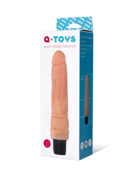 Многоскоростной вибратор реалистичной формы - 19 см. - A-toys