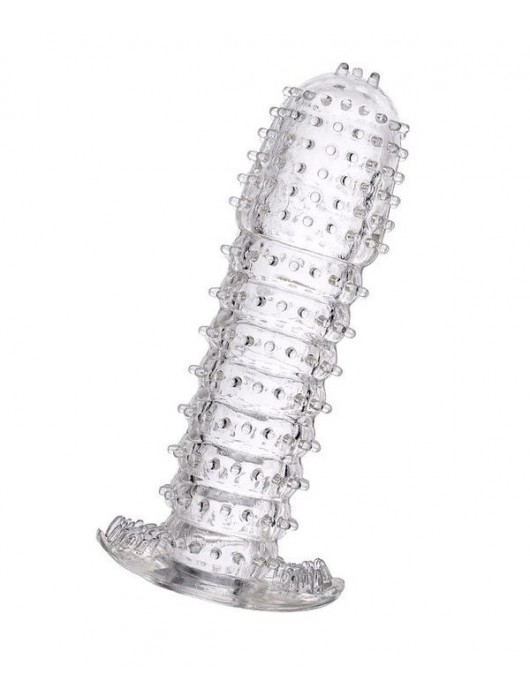 Гелевая прозрачная насадка c шипами - 12 см. - Toyfa Basic - в Новокуйбышевске купить с доставкой