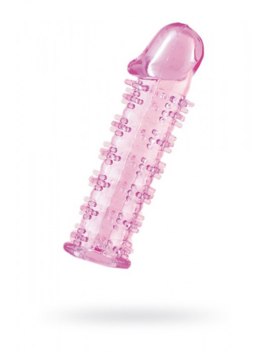 Гелевая розовая насадка на фаллос с шипами - 12 см. - Toyfa Basic - в Новокуйбышевске купить с доставкой