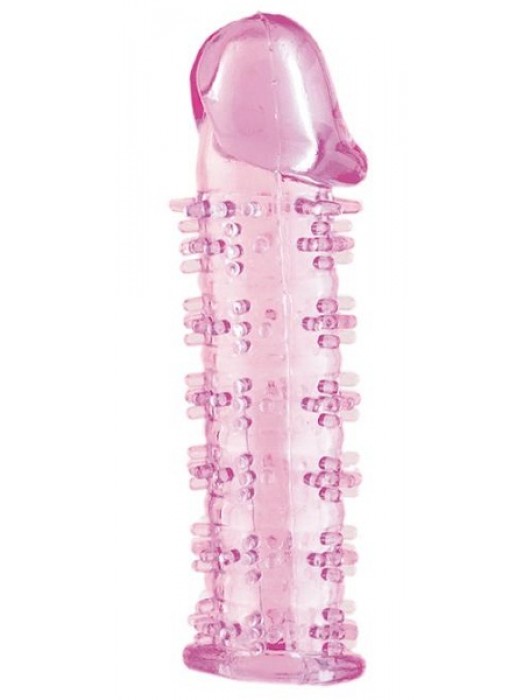 Гелевая розовая насадка на фаллос с шипами - 12 см. - Toyfa Basic - в Новокуйбышевске купить с доставкой