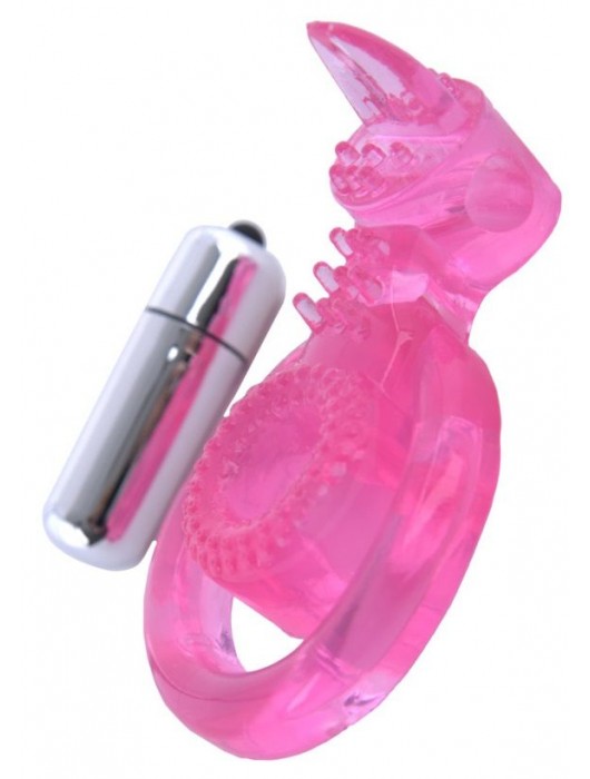 Розовая вибронасадка со стимулятор клитора   Язычок - Toyfa Basic - в Новокуйбышевске купить с доставкой