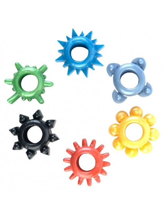 Набор из 6 разноцветных эрекционных колец - Toyfa Basic - в Новокуйбышевске купить с доставкой