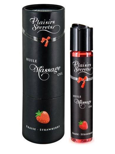 Массажное масло с ароматом клубники Huile de Massage Gourmande Fraise des Bois - 59 мл. - Plaisir Secret - купить с доставкой в Новокуйбышевске