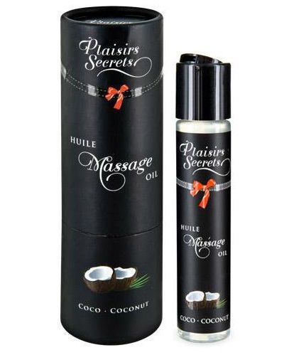 Массажное масло с ароматом кокоса Huile de Massage Gourmande Coco - 59 мл. - Plaisir Secret - купить с доставкой в Новокуйбышевске