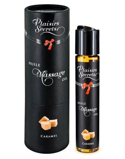 Массажное масло с ароматом карамели Huile de Massage Gourmande Caramel - 59 мл. - Plaisir Secret - купить с доставкой в Новокуйбышевске