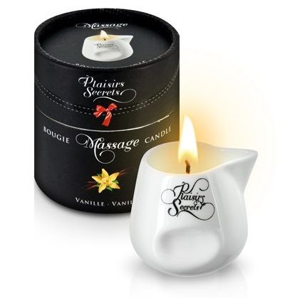 Массажная свеча с ароматом ванили Bougie Massage Gourmande Vanille - 80 мл. - Plaisir Secret - купить с доставкой в Новокуйбышевске