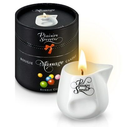 Массажная свеча с ароматом бубль-гума Bougie de Massage Gourmande Bubble Gum - 80 мл. - Plaisir Secret - купить с доставкой в Новокуйбышевске