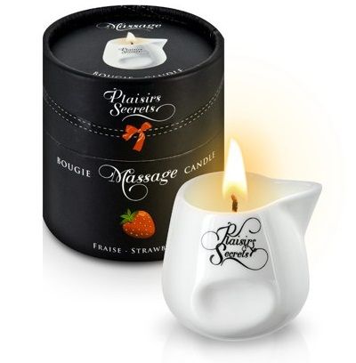 Массажная свеча с ароматом клубники Bougie de Massage Gourmande Fraise - 80 мл. - Plaisir Secret - купить с доставкой в Новокуйбышевске