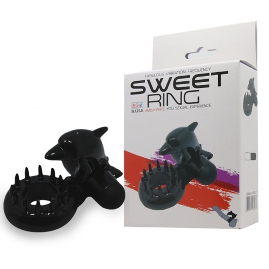 Чёрное эрекционное виброкольцо Sweet Ring с дельфинчиком - Baile - в Новокуйбышевске купить с доставкой
