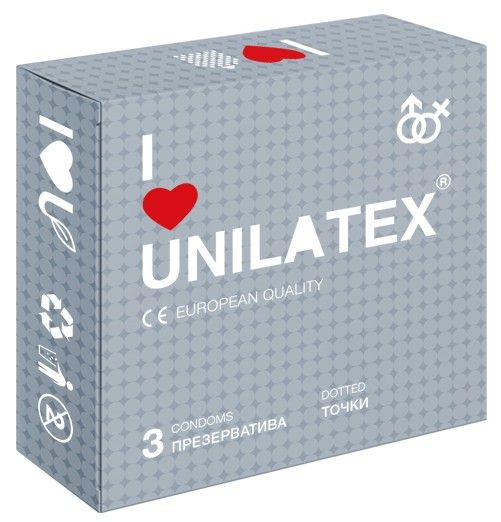 Презервативы с точками Unilatex Dotted - 3 шт. - Unilatex - купить с доставкой в Новокуйбышевске
