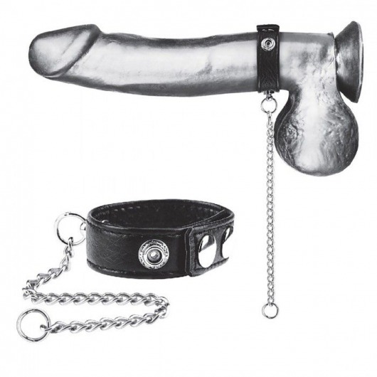 Утяжка на пенис с поводком Snap Cock Ring With 12  Leash - BlueLine - купить с доставкой в Новокуйбышевске