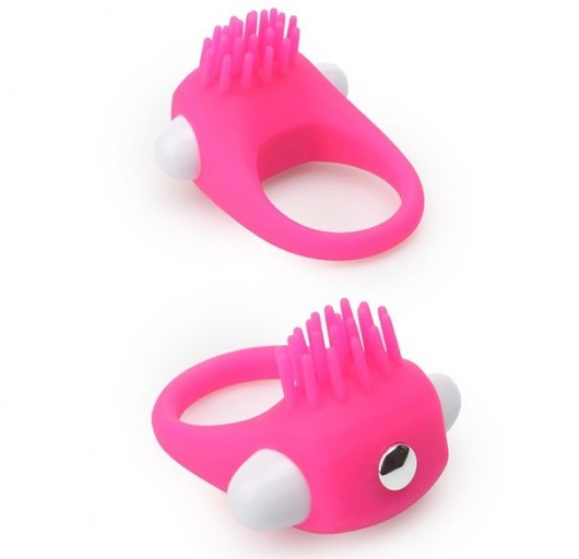 Розовое эрекционное кольцо с щеточкой LIT-UP SILICONE STIMU RING 5 - Dream Toys - в Новокуйбышевске купить с доставкой