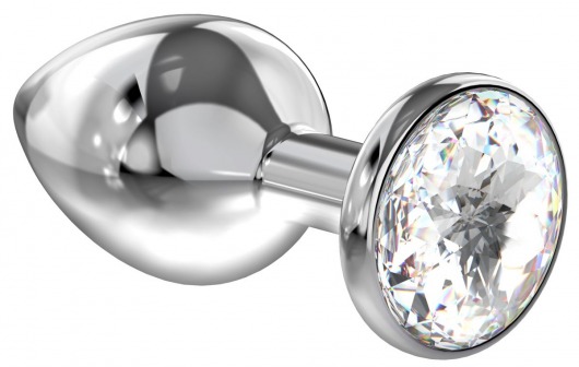 Большая серебристая анальная пробка Diamond Clear Sparkle Large с прозрачным кристаллом - 8 см. - Lola Games - купить с доставкой в Новокуйбышевске