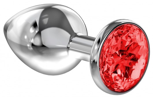 Большая серебристая анальная пробка Diamond Red Sparkle Large с красным кристаллом - 8 см. - Lola Games - купить с доставкой в Новокуйбышевске
