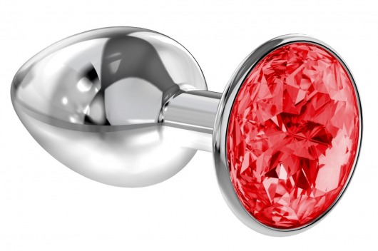 Малая серебристая анальная пробка Diamond Red Sparkle Small с красным кристаллом - 7 см. - Lola Games - купить с доставкой в Новокуйбышевске