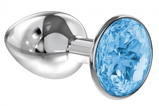 Малая серебристая анальная пробка Diamond Light blue Sparkle Small с голубым кристаллом - 7 см. - Lola Games - купить с доставкой в Новокуйбышевске