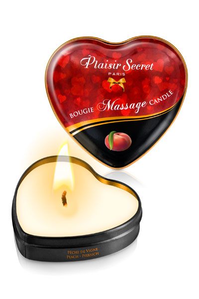 Массажная свеча с ароматом персика Bougie Massage Candle - 35 мл. - Plaisir Secret - купить с доставкой в Новокуйбышевске