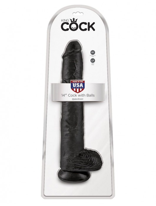 Чёрный фаллоимитатор-гигант 14  Cock with Balls - 37,5 см. - Pipedream