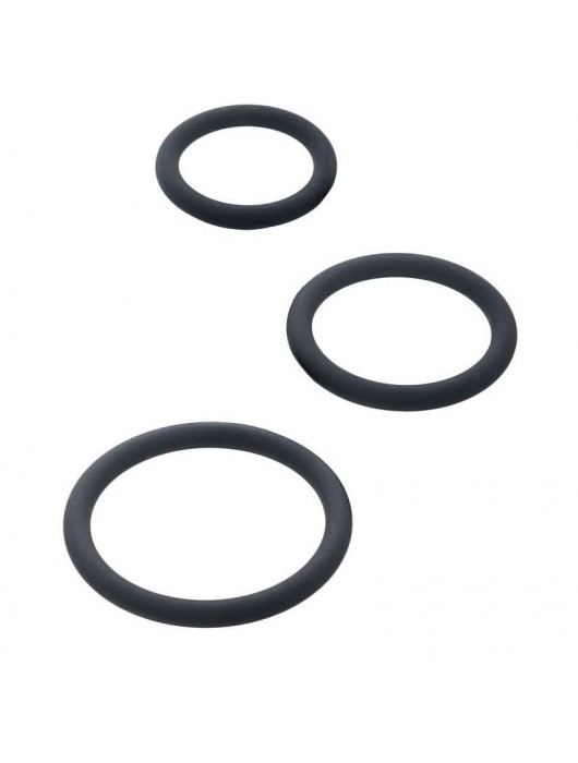 Набор из 3 чёрных эрекционных колец - ToyFa - в Новокуйбышевске купить с доставкой