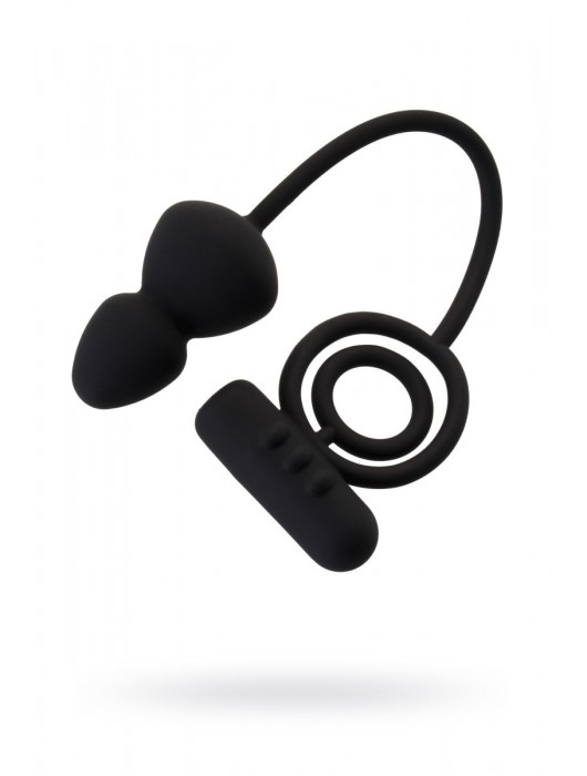 Чёрное эрекционное кольцо с вибростимулятором и анальным хвостом - Erotist Adult Toys - в Новокуйбышевске купить с доставкой