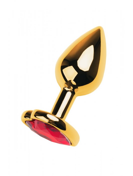 Золотистая анальная пробка с кристаллом-сердцем - 7,5 см. - ToyFa - купить с доставкой в Новокуйбышевске