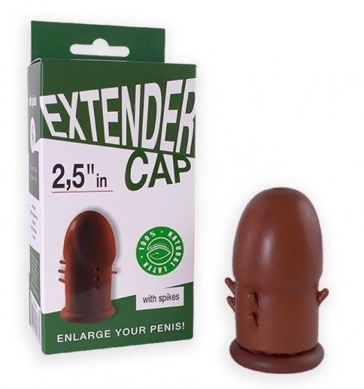 Коричневый латексный удлинитель пениса 2.5 in с шипиками - Sitabella - в Новокуйбышевске купить с доставкой