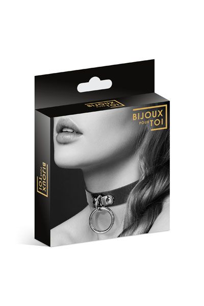 Узенький ошейник из полиуретана с кольцом - Bijoux Pour Toi - купить с доставкой в Новокуйбышевске